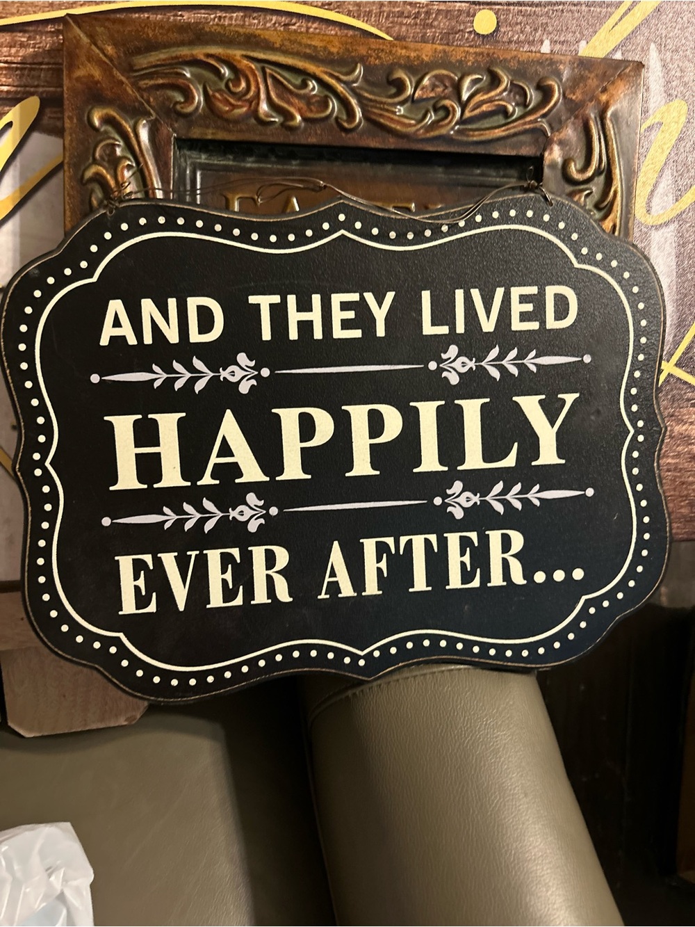 Happily Ever After Decorative Wall Sign - Black and Cream